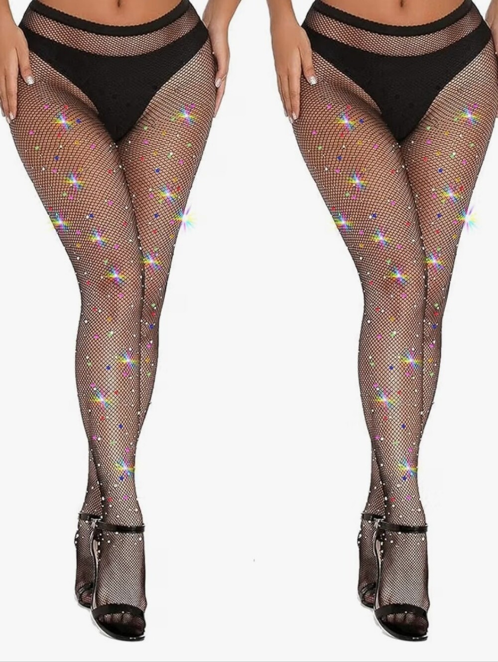 2 PCS Rhinestone Fishnet Stockings